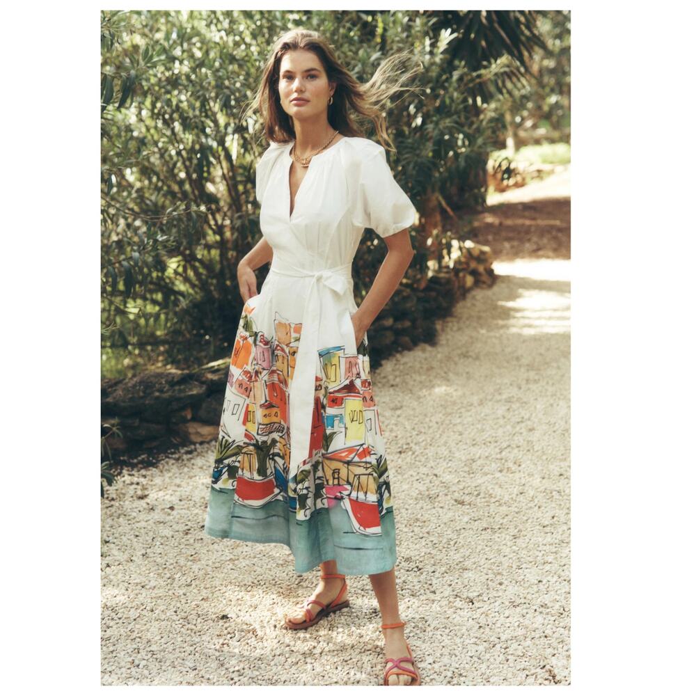 NEW Boden Bria Puff Sleeve Midi Dress Size US/6